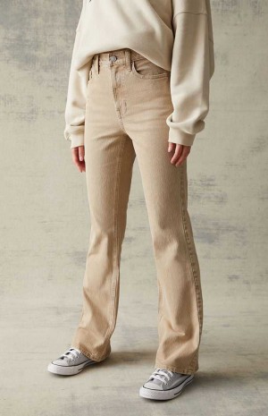 Dámské Kalhoty PacSun Beige Stretch High Waisted Bootcut Béžový | 81UODKZQF