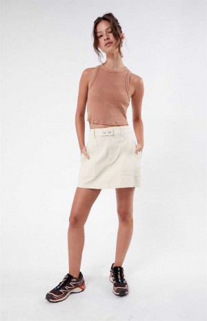 Dámské Kalhoty PacSun Belted A-Line Mini Skirt Krém | 81ZIDLOSF