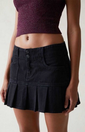 Dámské Kalhoty PacSun Black Low Rise Plisovaný Mini Skirt Černé | 71URKPCWI