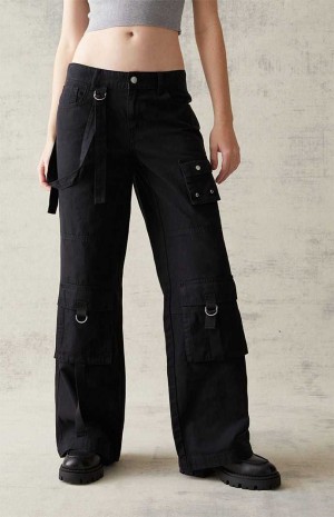 Dámské Kalhoty PacSun Black Suspender '90s gy Cargo Tmavě Šedé | 03HPDUSFG