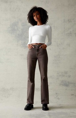 Dámské Kalhoty PacSun Brown Stretch High Waisted Bootcut Hnědé | 12OYFKWGV