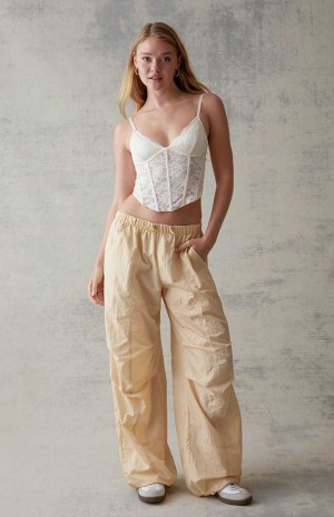 Dámské Kalhoty PacSun Crinkle Bungee Pull-On Bílé | 64FYNJDAK