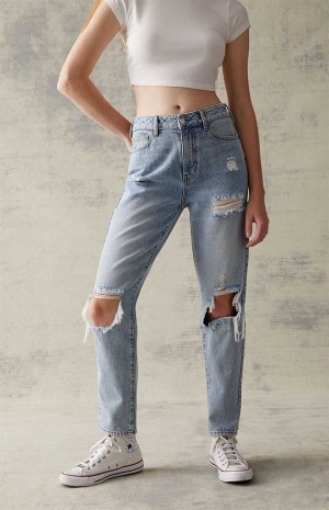 Dámské Kalhoty PacSun Eco Light Blue Distressed Mom Indigo | 18ENIMGJC