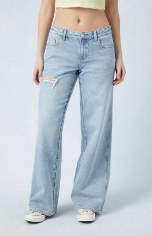 Dámské Kalhoty PacSun Eco Light Indigo Ripped Low Rise gy Indigo | 25ZYJMCTO