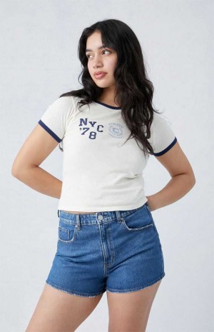 Dámské Kalhoty PacSun Eco Stretch Dark Indigo Curve Mom Světle Indigo | 10YMLGPIN