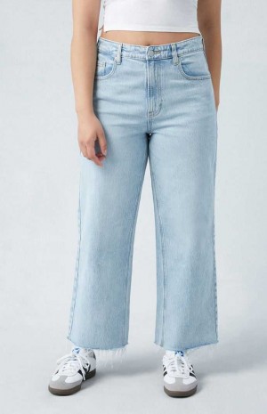 Dámské Kalhoty PacSun Eco Stretch Light Indigo Curve Cropped Široké Leg Indigo | 05RXZMKOI