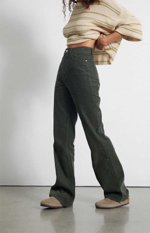 Dámské Kalhoty PacSun Green Corduroy High Waisted Bootcut Zelene | 64PLTHKFS