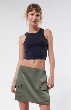 Dámské Kalhoty PacSun Kendall & Kylie Satin Cargo Mini Skirt Olivy Zelené | 45UQCJTIP