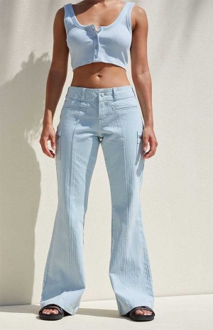 Dámské Kalhoty PacSun Light Blue Low Rise Cargo Flare Světle Blankyt | 51MPKSQYB