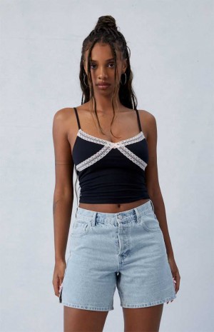 Dámské Kalhoty PacSun Light Indigo Bow High Waisted Relaxed Jorts Indigo | 21WIRLKTS