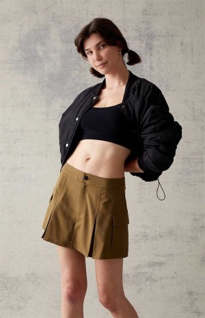 Dámské Kalhoty PacSun Olive Plisovaný Cargo Mini Skirt Olivy Zelené | 97VQWKETZ