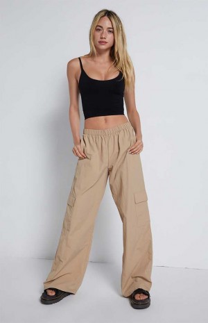 Dámské Kalhoty PacSun Relaxed Pull On Cargo Hnědé | 72WXZDHGC