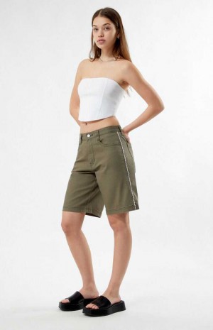 Dámské Kalhoty PacSun Rhinestone Low Rise Skater Jorts SEAWEED | 10GOMJZNA