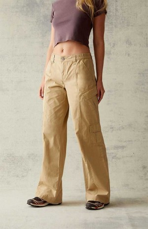 Dámské Kalhoty PacSun Tan Low Rise Puddle Hnědé | 42XGHPFBA