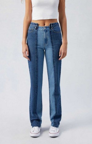 Dámské Kalhoty PacSun Two-Tone Millie Mid Rise '90s Boyfriend Indigo | 80IAFBDVE