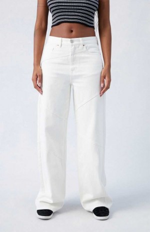 Dámské Kalhoty PacSun White Paneled Dakota Mid Rise gy Indigo | 15WUQZDAI