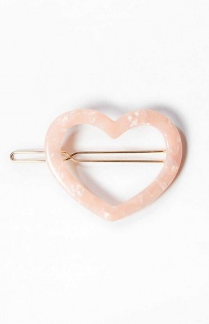 Dámské Klipy PacSun Heart Barette Hair Clip Růžové | 68CBVRATJ