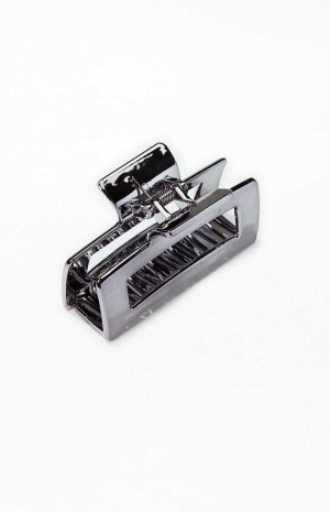 Dámské Klipy PacSun Square Metal Claw Clip Stříbrné | 80YHEFXCB