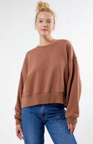 Dámské Mikiny PacSun Best Bet Cropped Fleece Hnědé | 51EGKTYOZ