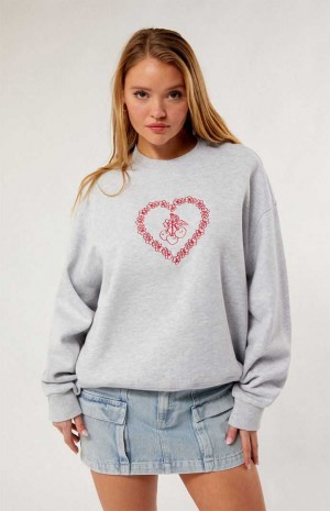 Dámské Mikiny PacSun Luv & Cherries Crew Neck Šedé | 52NOFHVGE