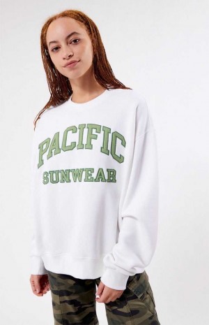 Dámské Mikiny PacSun Pacific Sunwear Arch Crew Neck Bílé | 24NSEDZAB