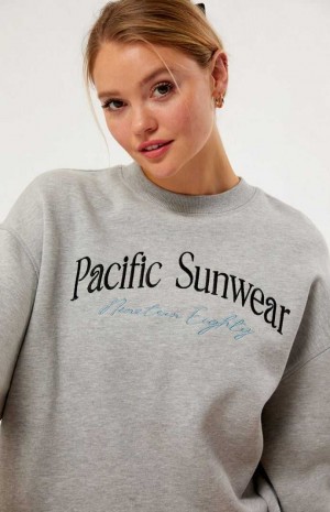 Dámské Mikiny PacSun Pacific Sunwear Nineteen Eighty Crew Neck Šedé | 81PRQCJWU