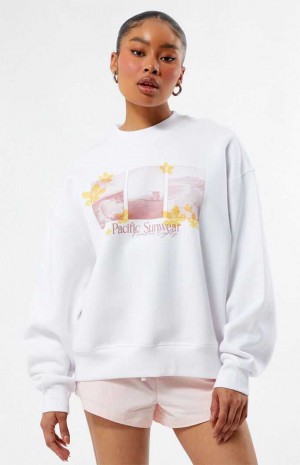 Dámské Mikiny PacSun Pacific Sunwear Photographic Crew Neck Bílé | 85UPWHKVE