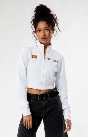 Dámské Mikiny PacSun Portugal Mock Neck Full Zip Bílé | 03IQUFWPJ