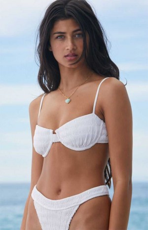 Dámské Plavky PacSun Eco White Lucia Scrunch Underwire Balconette Bikiny Bílé | 70GJNSAUQ