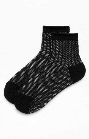 Dámské Ponožky PacSun Knit Mesh Ankle Černé | 13COXDLGW