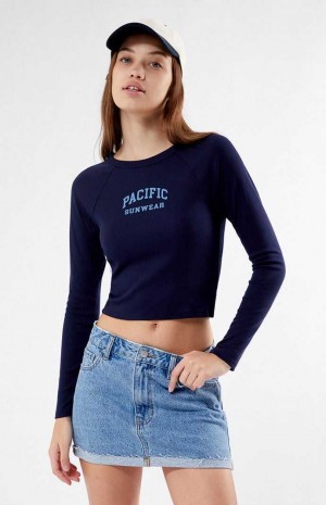 Dámské Topy PacSun Pacific Sunwear Arch Long Sleeve Tmavě Blankyt | 23THCZPIX