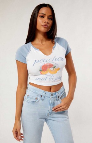 Dámské Topy PacSun Peaches Raglan Bílé | 08XSOGMIU