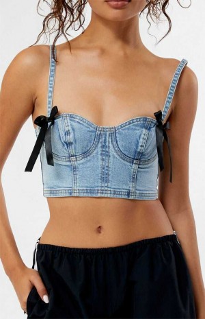 Dámské Topy PacSun Serafina Denim Corset Indigo | 36IYBWGUQ