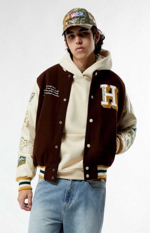 Pánské Bundy PacSun Hawthorne Varsity Hnědé | 94KPONILS