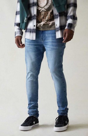 Pánské Džíny PacSun High Stretch Indigo Stacked Hubená Indigo | 60FYSGINW