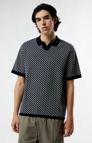 Pánské Košile PacSun Black Open Polo Černé | 39DXSCZLN