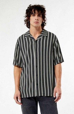 Pánské Košile PacSun Black Viscose Camp Černé | 56PLHQBOT