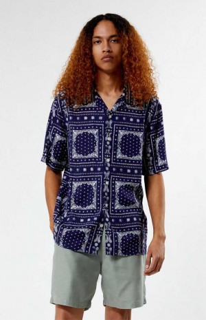 Pánské Košile PacSun Blue Paisley Camp Blankyt | 46UXLADES