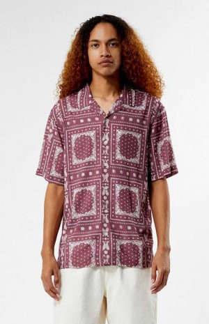 Pánské Košile PacSun Brown Paisley Camp Vínové | 51DGHJXRK