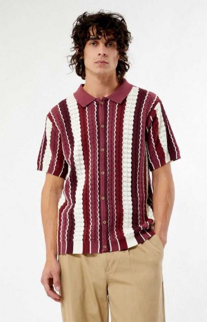 Pánské Košile PacSun Burgundy Button Down Knit Polo Vínové | 83JSPZXIV