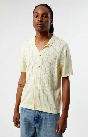 Pánské Košile PacSun Cream Pattern Knit Krém | 97BEASQDL