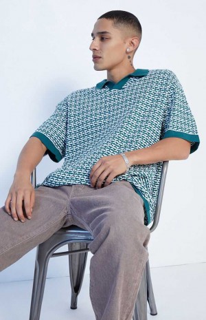 Pánské Košile PacSun Green Woven Polo | 95YIQUTXV