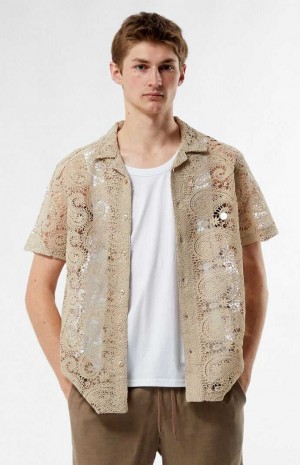 Pánské Košile PacSun Krajkové Paisley Woven Camp Hnědé | 92JEQCUBI