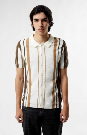 Pánské Košile PacSun Tan Button Down Polo Krém Hnědé | 96GESKOVP