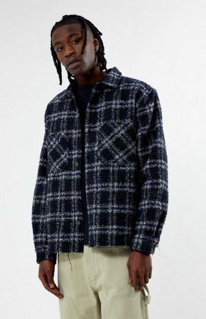 Pánské Košile PacSun Wooly Shadow Plaid Classic Tmavě Blankyt | 40QXHCVBG