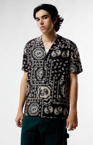 Pánské Košile PacSun Zen Paisley Woven Camp Černé | 17AUWGJPM