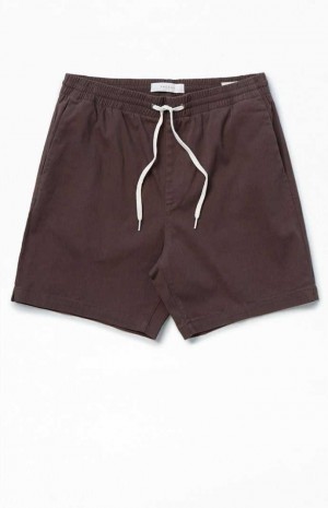 Pánské Kraťasy PacSun Brown Reed Twill Volley Tmavě Hnědé | 05QVAFLUS