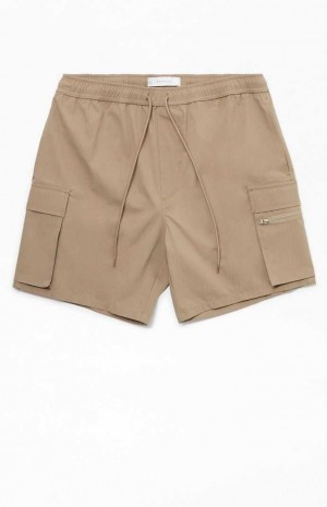 Pánské Kraťasy PacSun Brown Stretch Cargo Hnědé | 93ERWDCJN