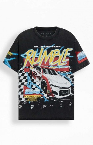 Pánské T-shirt PacSun Blacktop Rumble Oversized Černé | 65FSORNTG