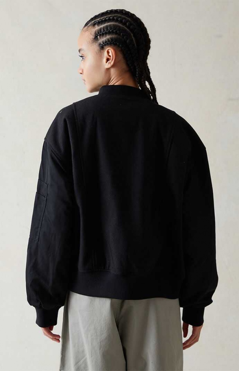 Dámské Bundy PacSun Black Vlna Bomber Varsity Černé | 04ZCKMIEL